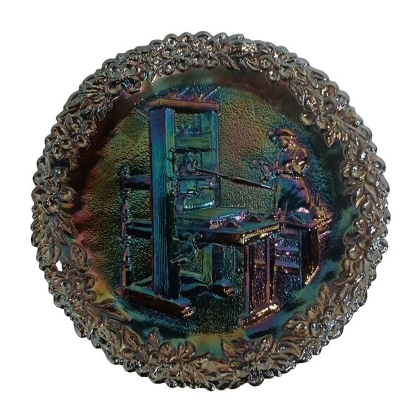VTG Fenton Carnival Glass Craftsmen Of New America Iridescent Collector Plate #1 - Picture 1 of 4